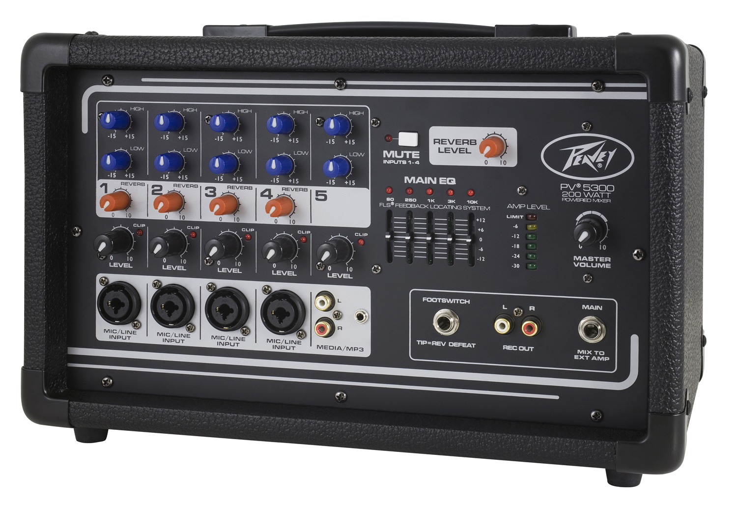 Peavey PV5300 Pro Audio DJ 5 Channel Powered Amp Mixer 200W Speaker