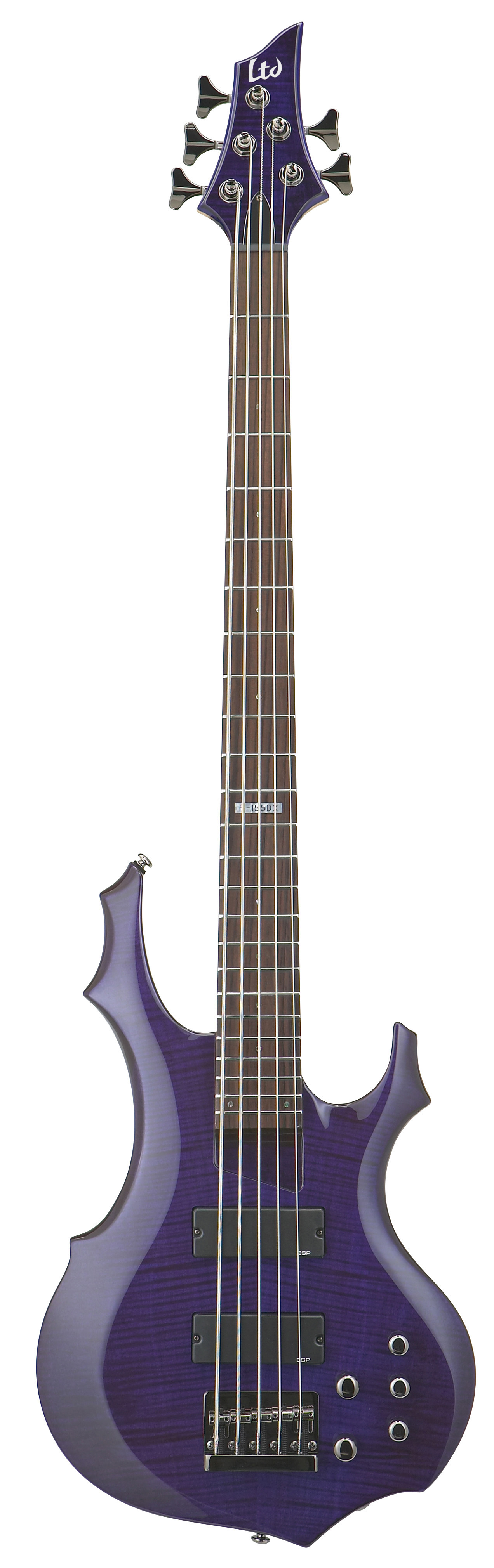 ESP LTD F155 DX FSeries Bass Guitar Dark See Thru Purple Flamed