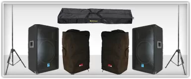 DJ System 15 Inch Speakers, Cases & Tripod Stands