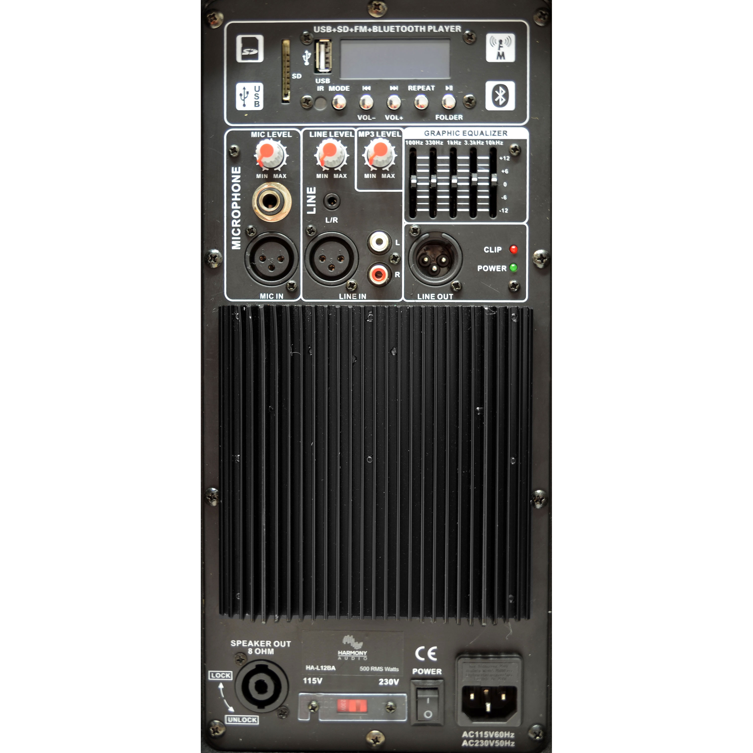Harmony Audio HAL15BA Pro DJ Live Series Bluetooth 15" Powered 1200W
