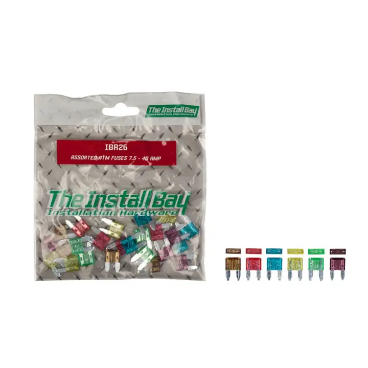 Install Bay IBR26 Assorted ATM Fuses 7.5-40 Amp Polybag Retail Packed Hardware 1 Bag of 24 Pcs