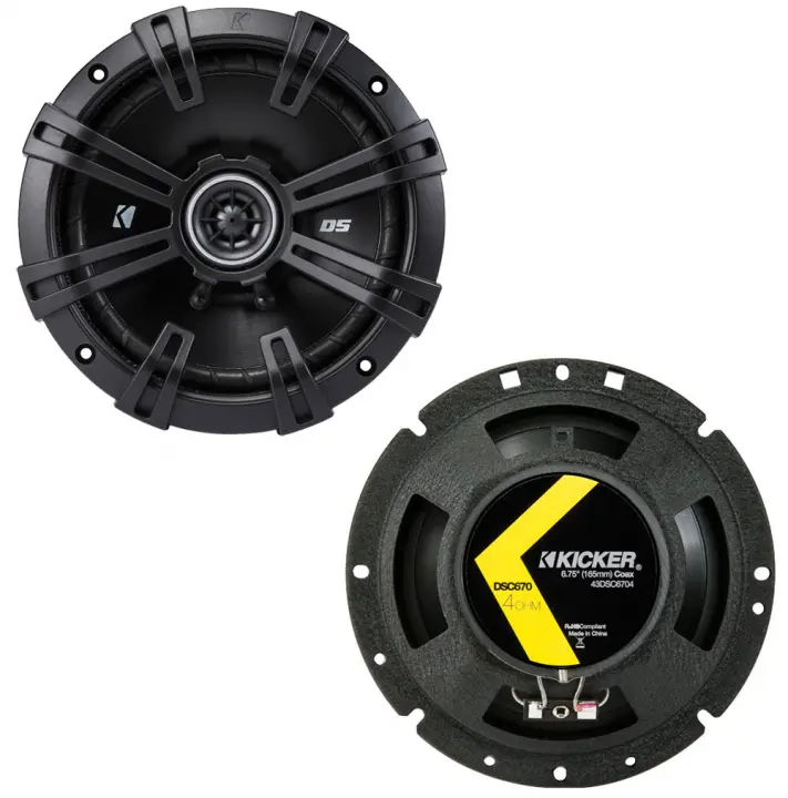 Kicker 43DSC6704 6-3/4" 2-Way Car Speakers — Direct Replacement Or Upgrade For Clear Sound