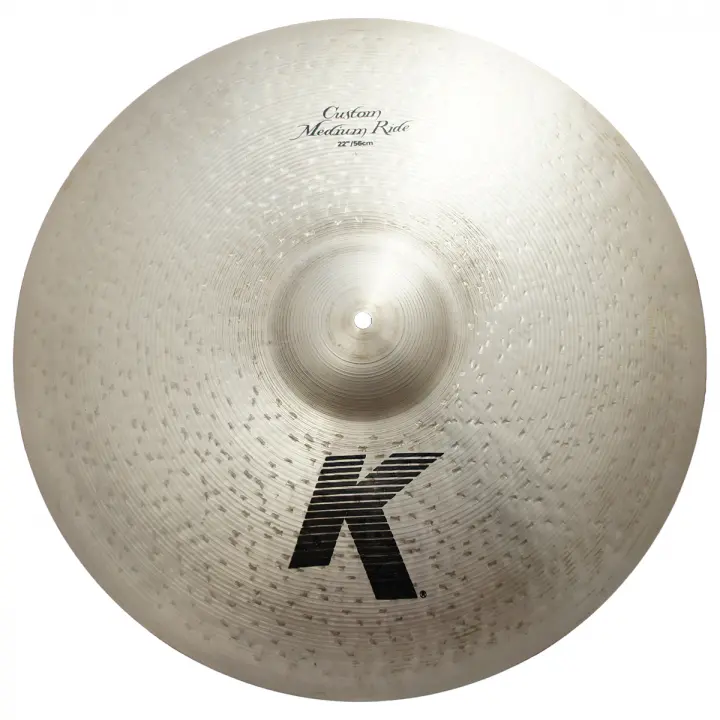 Zildjian 22" K Custom Series Medium Ride Drumset Cast Bronze Cymbal with Dark Sound and Large Bell Size K0856