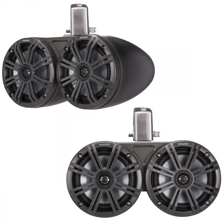 Kicker 45KMTDC65 Marine Audio Boat Dual 6 1/2" Tower Pod Speaker Pair
