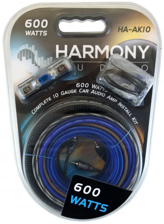 Harmony Audio HA-AK10 Car Stereo Complete 10 Gauge 600W Amp Amplifier Install Kit - Nickel