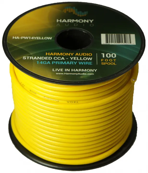 Harmony Audio HAPW14YELLOW Primary Single Conductor 14 Gauge Yellow Power or Ground Wire Roll