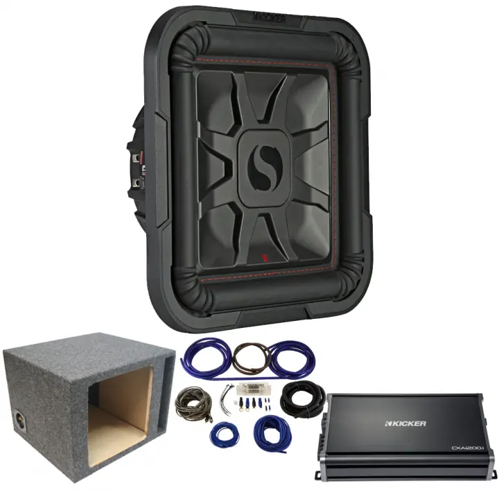 Kicker L7 12" 1200W Subwoofer 46L7T124 w/ Vented Sub Box & CXA1200