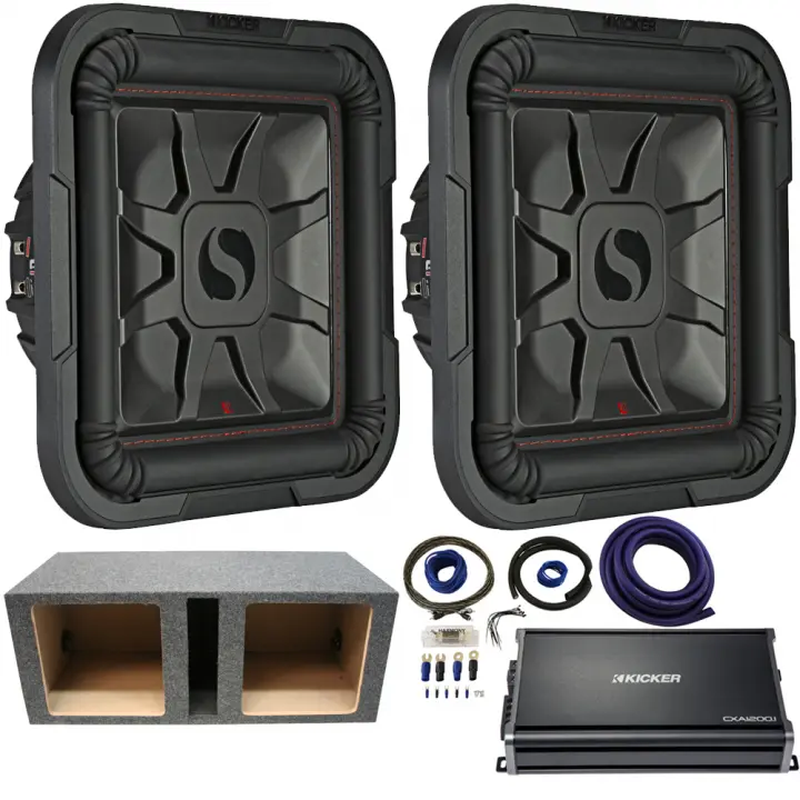 Kicker L7 10" 1000W Subwoofers 46L7T102 w/ Vented Sub Box & CXA1200