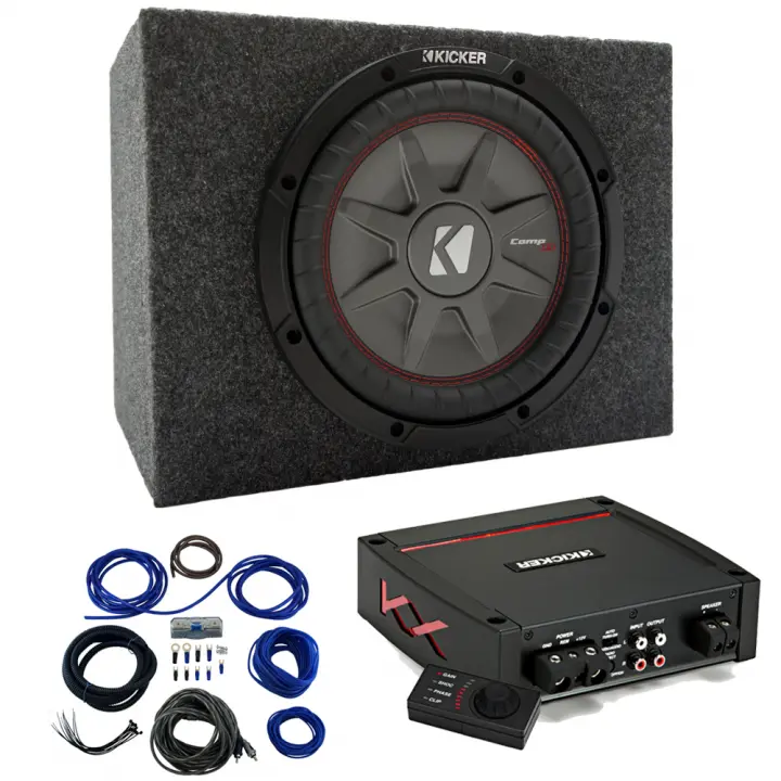 Kicker 43CWRT121 12" CompRT Sub Loaded Rear Fire Box w/ 44KXA4001 Amp