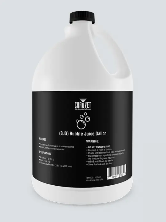 Chauvet BJG Non-Toxic, Non-Flammable and Unscented Bubble Juice Fluid for Hurricane Bubble Haze - 1 Gallon
