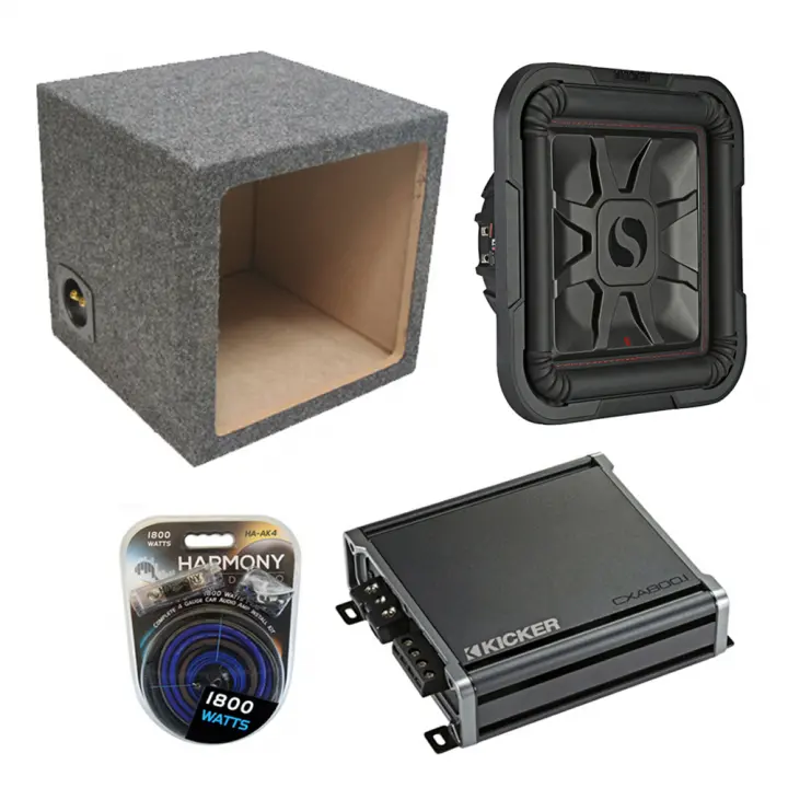 Kicker L7 10" 1000W Subwoofer 46L7T104 w/ Sealed Sub Box & CXA800.1