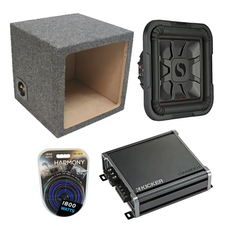 Kicker L7 12" 1200W Subwoofer 46L7T124 w/ Sealed Sub Box & CXA800.1