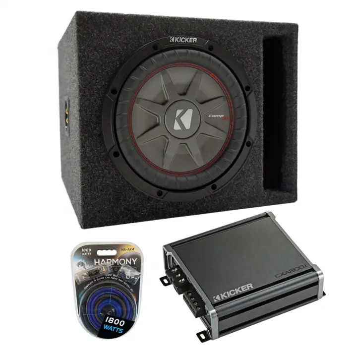 Kicker 43CWRT121 12" CompRT Sub Loaded Ported Box with CXA800.1 Amp