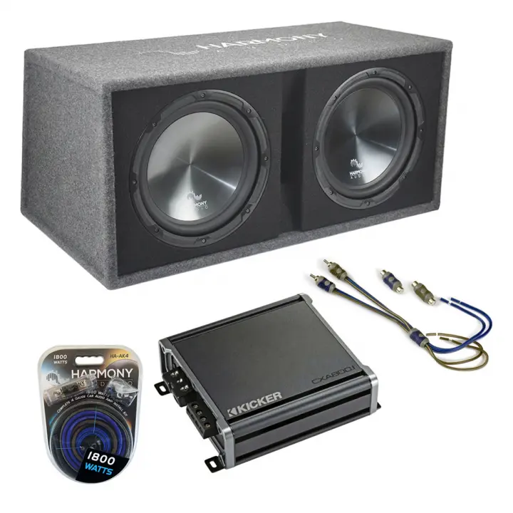 Harmony Audio Dual 12" Loaded Sub Box Vented Enclosure Bundle with