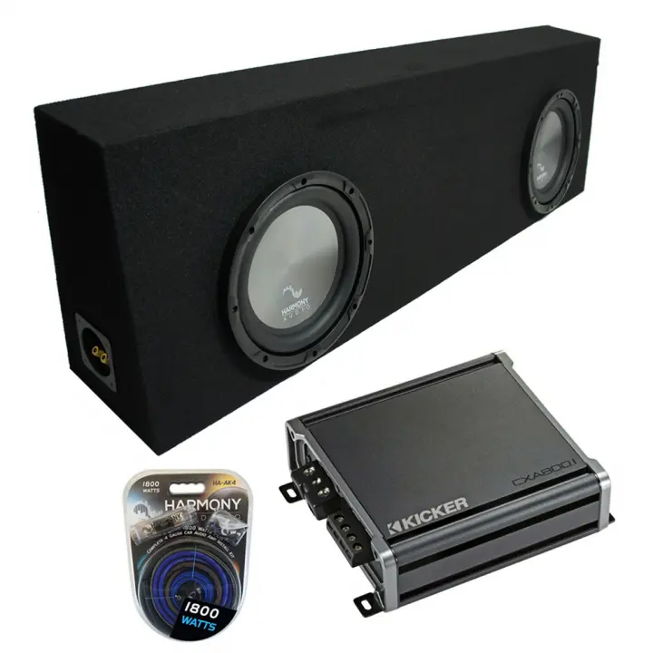 Universal Regular Cab Truck Harmony A102 Dual 10" Loaded Sub Box Bundle