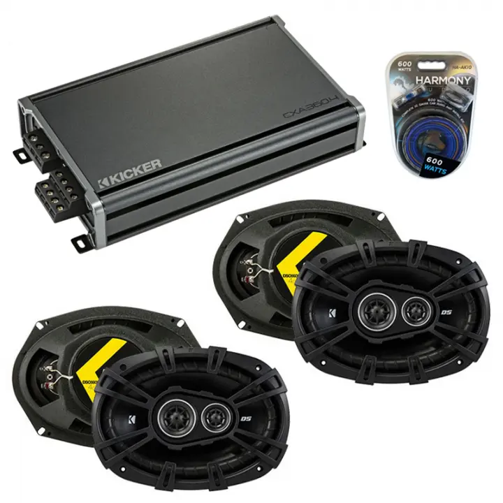 Compatible with Jeep Compass 2007-2014 Speaker Replacement Kicker (2) DSC693 & CXA360.4 Amp