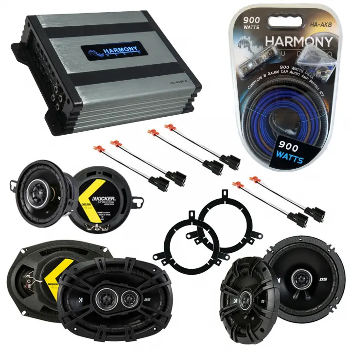 Compatible with Chrysler Concorde 1998-2001 Speaker Replacement Kicker DS Package & Harmony HA-A400.4 Amp