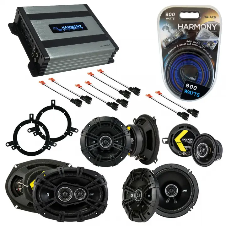 Compatible with Chrysler Concorde 2002-2004 Speaker Replacement Kicker DS Package & Harmony HA-A400.4 Amp
