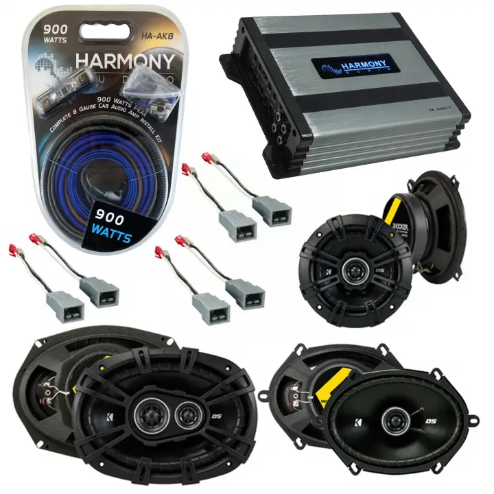 Compatible with Chrysler Voyager 2000-2003 Speaker Replacement Kicker DS Package & Harmony HA-A400.4 Amp