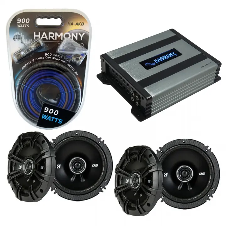 Compatible with Infiniti QX4 1997-2003 Speaker Replacement Kicker (2) DSC65 & Harmony HA-A400.4 Amp