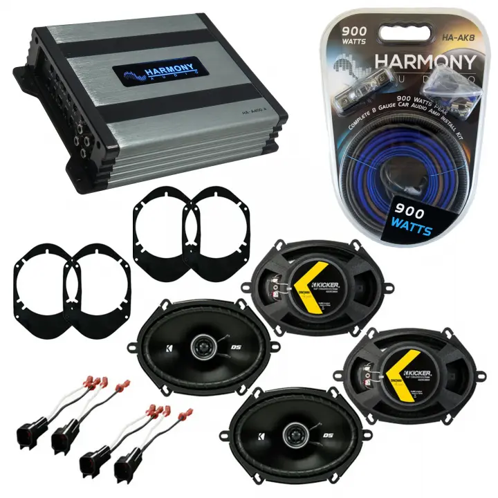 Compatible with Lincoln Zephyr 2006-2006 Speaker Replacement Kicker (2) DSC68 & Harmony HA-A400.4 Amp