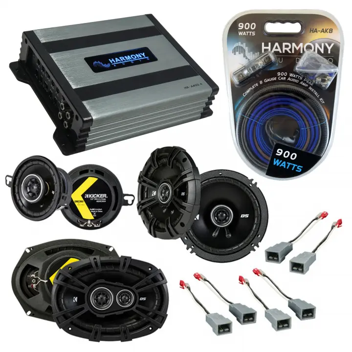 Compatible with Lincoln Continental 85-89 Speaker Replacement Kicker DS Series & Harmony HA-A400.4 Amp