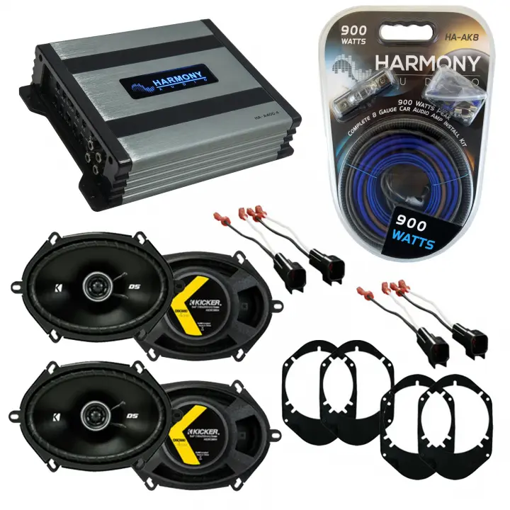 Compatible with Mercury Mariner 2005-2011 Speaker Replacement Kicker (2) DSC68 & Harmony HA-A400.4 Amp