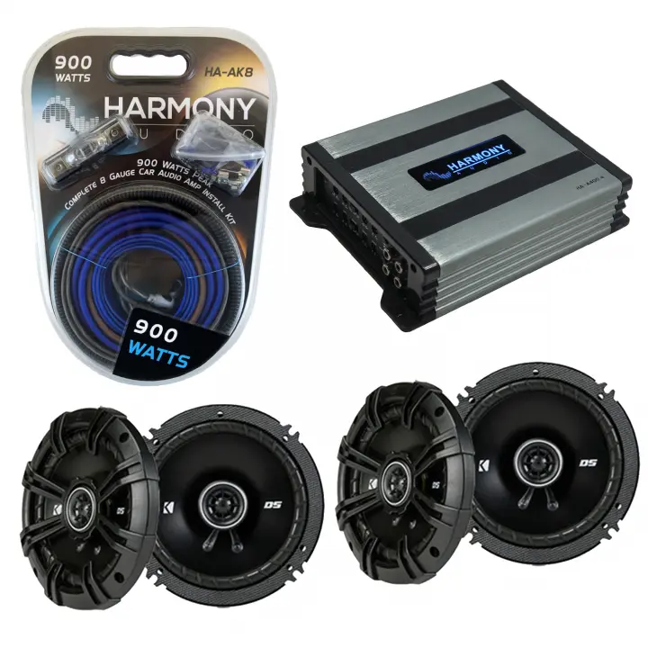 Compatible with Mercedes CL-Class 98-01 Speaker Replacement Kicker (2) DSC65 & Harmony HA-A400.4 Amp