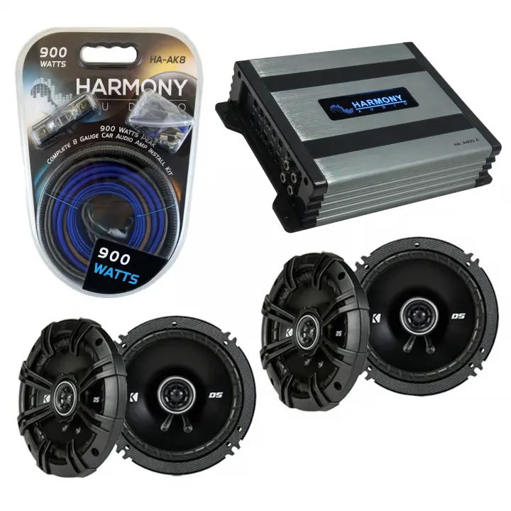 Compatible with Mitsubishi Outlander 03-06 Speaker Replacement Kicker (2) DSC65 & Harmony HA-A400.4 Amp