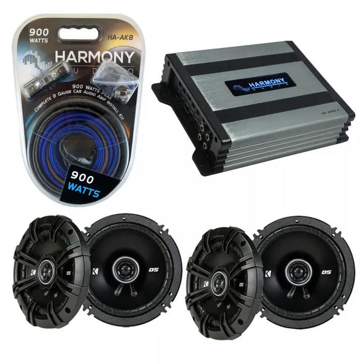 Compatible with Mitsubishi Outlander 07-13 Speaker Replacement Kicker (2) DSC65 & Harmony HA-A400.4 Amp