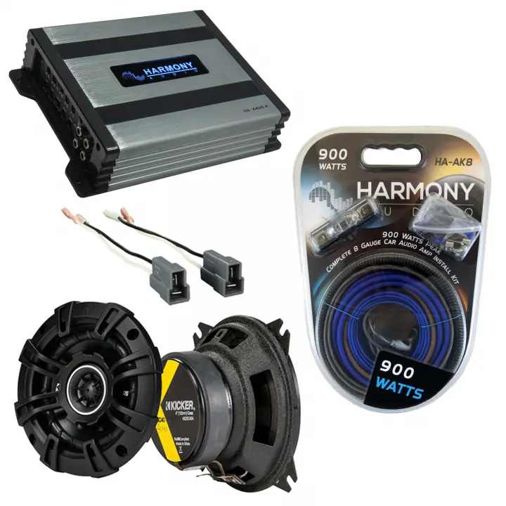 Compatible with Mitsubishi Mighty Max 87-96 Speaker Replacement Kicker KSC4 & Harmony HA-A400.4 Amp