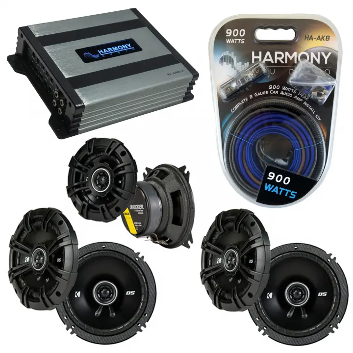 Compatible with Plymouth Laser 1990-1994 Speaker Replacement Kicker DSC65 DSC4 & Harmony HA-A400.4 Amp