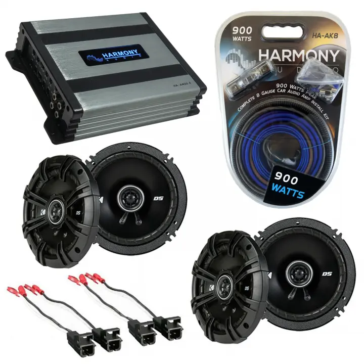 Compatible with Saturn L Series 2000-2005 Speaker Replacement Kicker (2) DSC65 & Harmony HA-A400.4 Amp