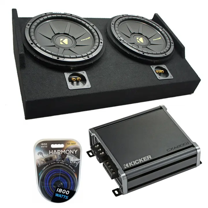 Kicker Subwoofer Bundle For 82-92 Chevy Camaro – Dual 10" CompC Sub Box With CXA800.1 Amp & Install Kit