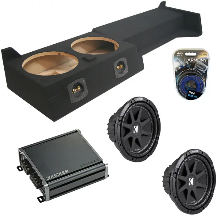 Kicker 43C104 Comp C10 10 Inch Car Audio Subwoofer Amp Bundle Fits