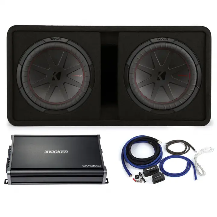 Kicker 48DCWR122 12" CompR Enclosure w/ 46CXA12001 Amp & Amplifier