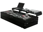 Odyssey FZGSPBM12WBL Black Label Remixer Glide Style Series DJ Coffin for a 12" Mixer and 2 Turntables in Battle Mode