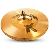 Zildjian K1224 14 1/4" K Custom Series Hybrid Hi Hat Pair Drumset Cast Bronze Cymbals with Solid Chick Sound and Small Bell Size