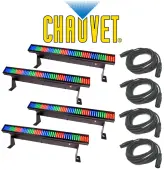 Chauvet Lighting DJ (4) Colorstrip Mini Color Wash Stage Bar Light  with (4) DMX Cables Package
