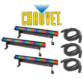 Chauvet Lighting DJ (3) Colorstrip Mini Color Wash Stage Bar Light with (3) DMX Cables Package