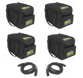 Chauvet DJ Lighting (4) CHS-SP4 Slim Par 38 56 64 Can Lights Transport Bags Case with (2) DMX Cables Package
