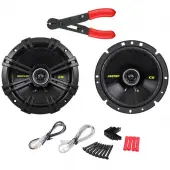 Kicker 46CSC654 6 1/2" Coaxial Range Stereo Speakers and Install Bay HW-9006 5" Carbon ...