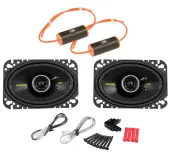 Kicker 46CSC464 4x6" Coaxial Range Stereo Speakers and PAC BB-4PR Bass Blockers for 4" Aftermarket Factory Speakers