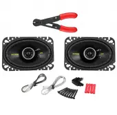 Kicker 46CSC464 4x6" Coaxial Range Stereo Speakers and Install Bay HW-9006 5" Carbon St...