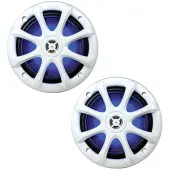 Kicker 11KM6LW 6" 2-Way Light-Up Coaxial Boat Speakers with 1/2" Dome Tweeters