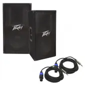 (2) Peavey PV 112 Pro Audio DJ Passive Single 12" 2-Way 800 Watt Speaker with 1/4" to Speakon Cable
