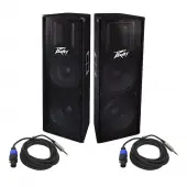 Peavey PV 215 Pro Audio DJ 1400 Watt Passive Dual 15" PA Loud Speaker with 1/4" to Spea...