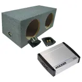 Kicker KXM400.2 400w 2-Channel Class D Marine Amp w/ Dual 12" Sub Box Enclosure