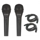Peavey (2) PVi 2 Dynamic Cardioid Microphone Package w/ (2) 15ft Mic XLR Cables
