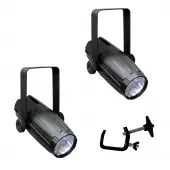 Chauvet DJ (2) LED Pinspot 2 Lightweight Spot with (2) CLP-03 Heavy Duty C-Clamp